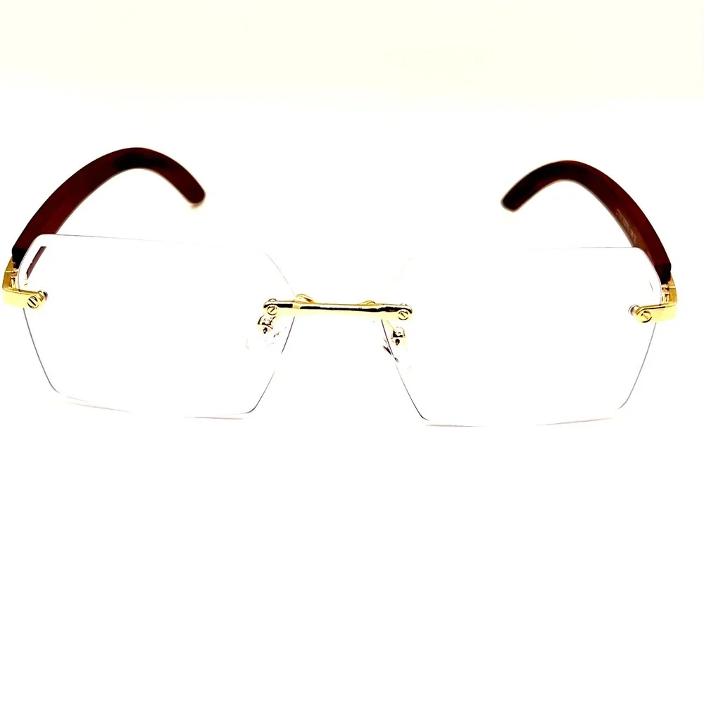 Men‎ Fashion Rimless Sunglasses Rectangle Clear Lens Gold Classy Eyewear Hip Hop